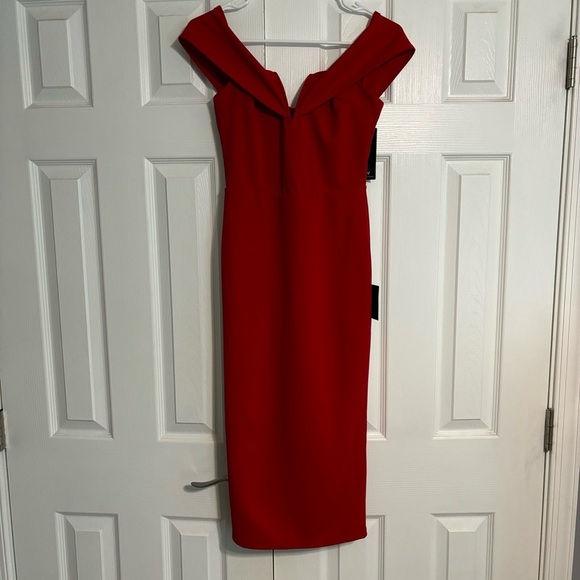 Lulu’s My Favorite Night Red Off-the-Shoulder Bodycon Midi Dress NWT - Picture 2 of 11